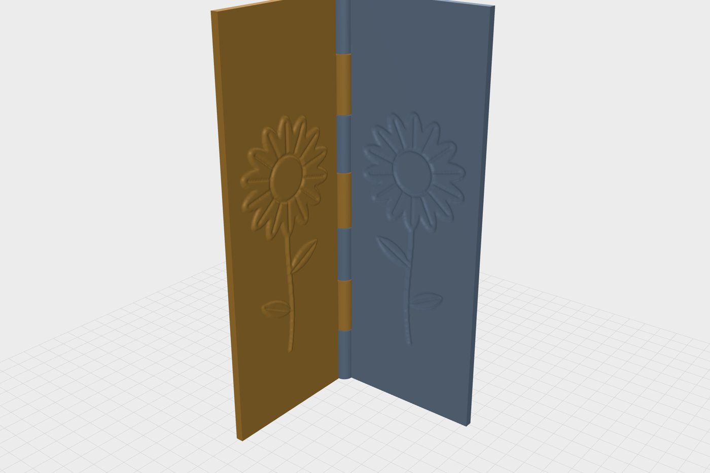 A hinged stamp with a sunflower in relief, printed standing